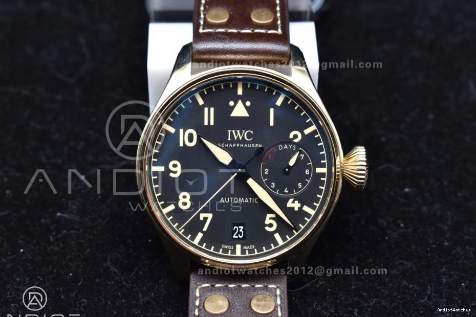 on Dial ZF IW501005 Leather Minimalist Strap Best Real Brown Big A 519 Bronze Black Edition 1:1 Pilot 0407